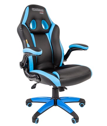 Кресло CHAIRMAN GAME 15, цвет черный / голубой в Стерлитамаке - изображение