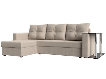 Угловой диван с оттоманкой Атланта Лайт, Бежевый (рогожка) в Стерлитамаке - предосмотр