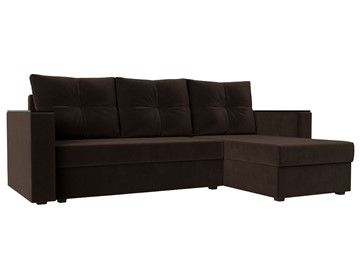 Угловой раскладной диван Атланта Лайт Б/С, Коричневый (Микровельвет) в Стерлитамаке