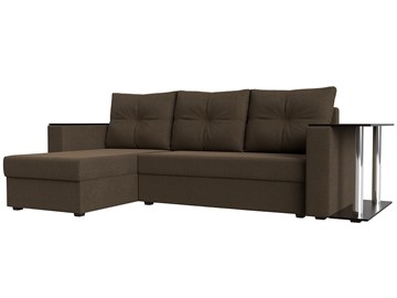 Угловой диван с оттоманкой Атланта Лайт, Коричневый (рогожка) в Уфе