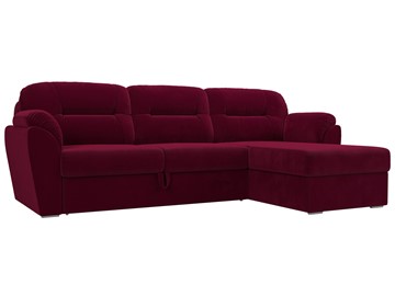 Угловой раскладной диван Бостон, Бордовый (микровельвет) в Уфе