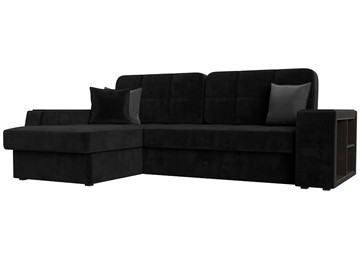 Угловой диван с оттоманкой Брюссель, Черный (велюр) в Уфе