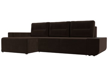 Угловой диван с оттоманкой Чикаго, Коричневый (микровельвет) в Стерлитамаке