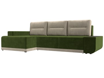Угловой диван Чикаго, Зеленый/Бежевый (микровельвет) в Стерлитамаке