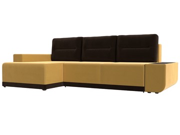 Угловой диван Чикаго, Желтый/Коричневый (микровельвет) в Стерлитамаке