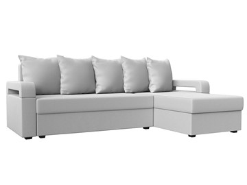 Угловой диван с оттоманкой Гермес Лайт, Белый (экокожа) в Стерлитамаке