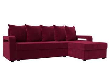 Угловой диван с оттоманкой Гермес Лайт, Бордовый (Микровельвет) в Уфе