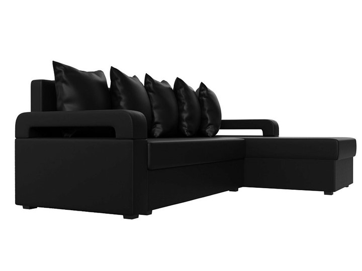 Угловой диван с оттоманкой Гермес Лайт, Черный (экокожа) в Стерлитамаке - изображение 7