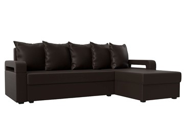 Угловой диван с оттоманкой Гермес Лайт, Коричневый (экокожа) в Стерлитамаке