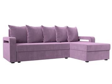 Угловой диван с оттоманкой Гермес Лайт, Сиреневый (Микровельвет) в Уфе