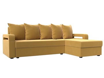 Угловой диван с оттоманкой Гермес Лайт, Желтый (Микровельвет) в Стерлитамаке