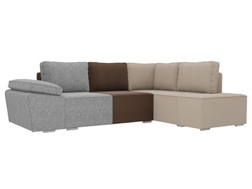 Угловой диван для гостиной Хавьер, Серый/Коричневый/Бежевый (рогожка) в Стерлитамаке
