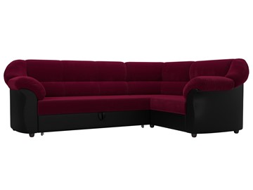 Угловой диван для гостиной Карнелла, Бордовый/Черный (микровельвет/экокожа) в Стерлитамаке