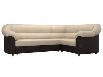 Угловой диван для гостиной Карнелла, Коричневый/Бежевый (экокожа) в Стерлитамаке