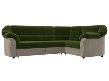 Большой угловой диван Карнелла, Зеленый/Бежевый (микровельвет) в Стерлитамаке