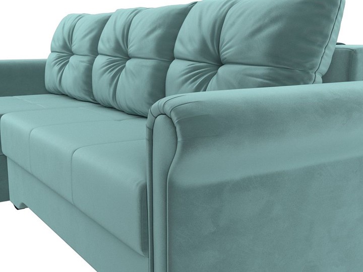 Угловой раскладной диван Леон боннель, Бирюзовый (Велюр) в Стерлитамаке - изображение 7