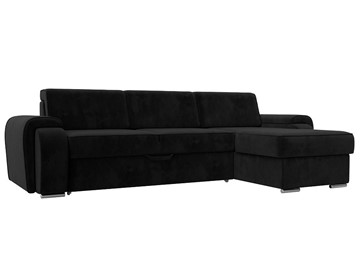 Угловой раскладной диван Лига-025, Черный (Велюр) в Стерлитамаке