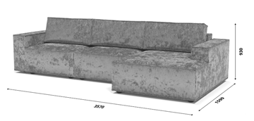 Угловой диван с оттоманкой Лофт 357х159х93 (Ремни/Тик-так) в Стерлитамаке - предосмотр 8