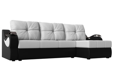 Угловой диван Меркурий, Белый/черный (экокожа) в Стерлитамаке