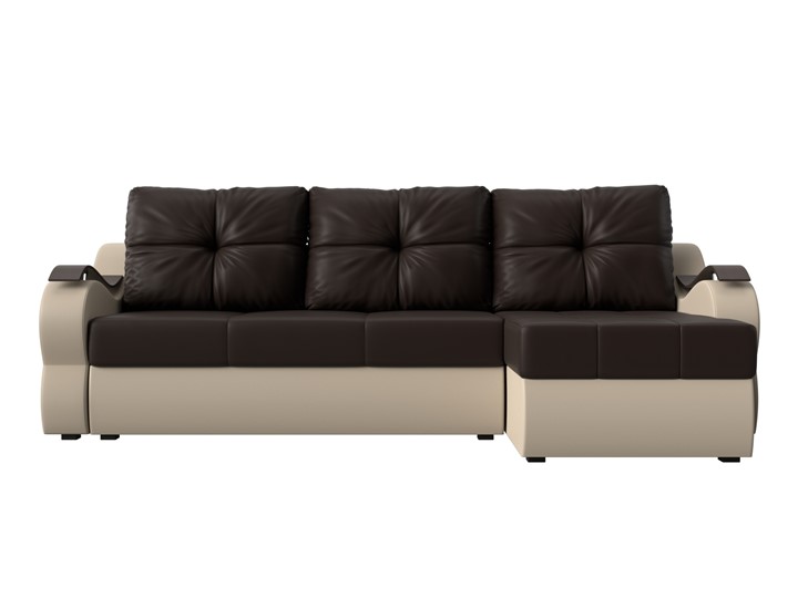 Угловой диван Меркурий, Коричневый/бежевый (экокожа) в Стерлитамаке - изображение 1