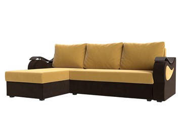 Угловой раскладной диван Меркурий Лайт, Желтый/Коричневый (микровельвет) в Стерлитамаке