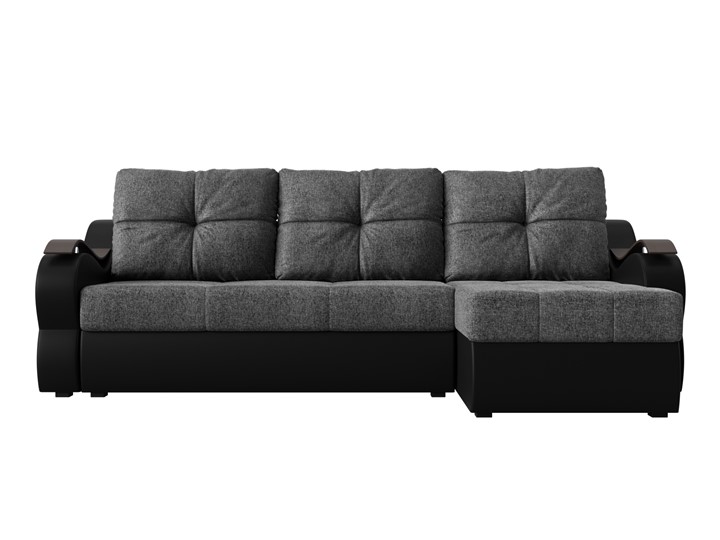 Угловой диван Меркурий, Серый/черный (рогожка/экокожа) в Стерлитамаке - изображение 1