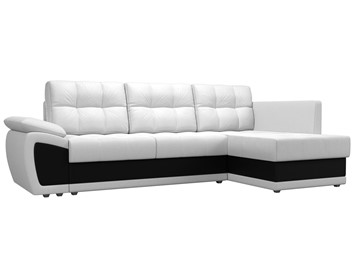 Угловой раскладной диван Нэстор прайм, Белый/Черный (экокожа) в Салавате