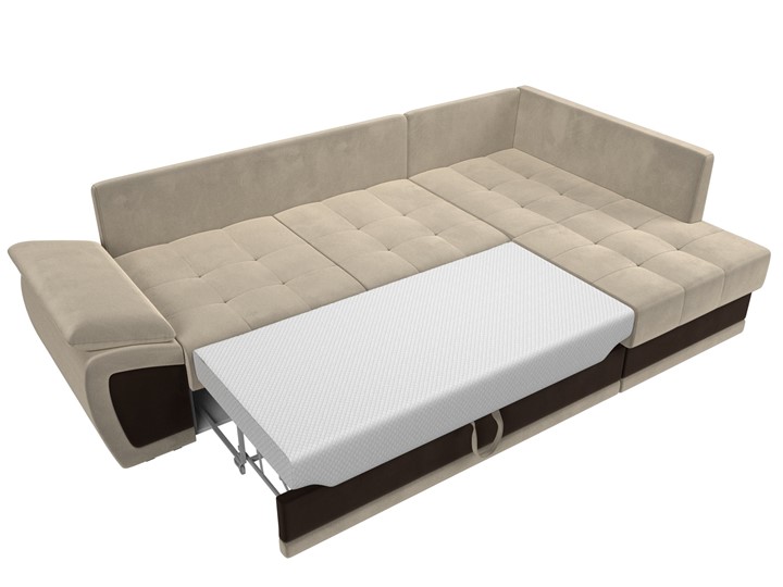 Угловой раскладной диван Нэстор прайм, Бежевый/Коричневый (микровельвет) в Стерлитамаке - изображение 9
