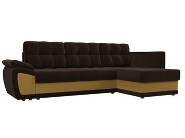 Угловой диван для гостиной Нэстор прайм, Коричневый/Желтый (микровельвет) в Уфе