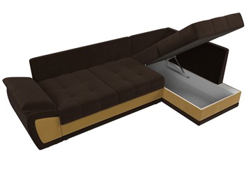 Угловой диван для гостиной Нэстор прайм, Коричневый/Желтый (микровельвет) в Стерлитамаке - предосмотр 8