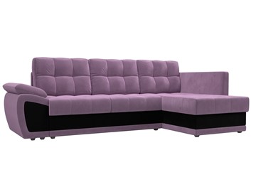 Угловой диван для гостиной Нэстор прайм, Сиреневый/Черный (микровельвет) в Салавате