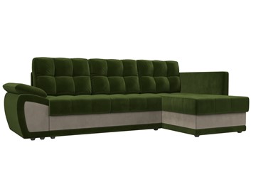 Угловой раскладной диван Нэстор прайм, Зеленый/Бежевый (микровельвет) в Стерлитамаке