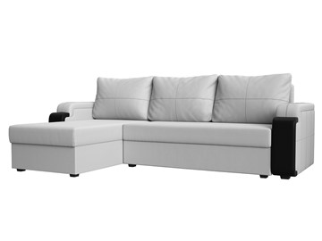 Угловой диван с оттоманкой Николь лайт, Белый/Черный (экокожа) в Стерлитамаке