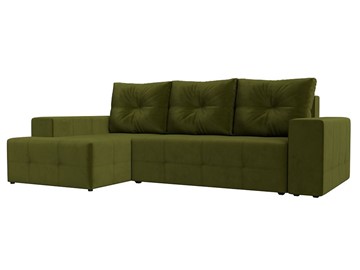 Угловой диван с оттоманкой Перри, Зеленый (микровельвет) в Стерлитамаке