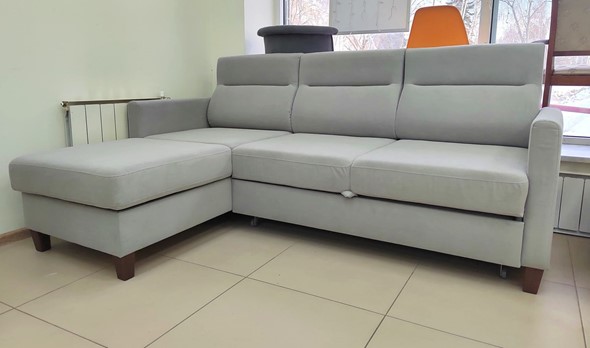 Угловой диван с оттоманкой Марсель Luma 13 серый велюр в Уфе - изображение