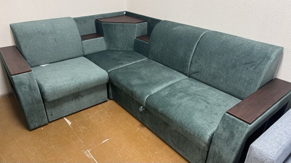 Угловой диван Сенатор ДУ 2022 SQUARE 15 зеленый велюр в Стерлитамаке - изображение