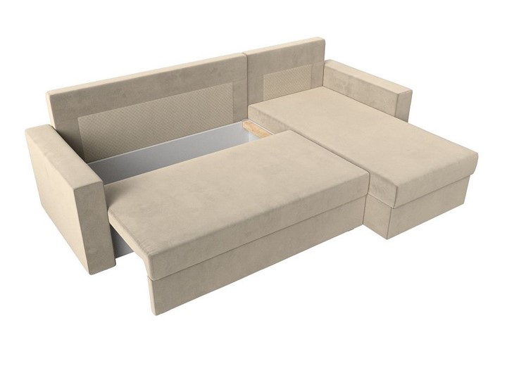 Угловой диван с оттоманкой Траумберг Лайт, Бежевый (микровельвет) в Стерлитамаке - изображение 1