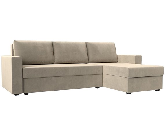 Угловой диван с оттоманкой Траумберг Лайт, Бежевый (микровельвет) в Стерлитамаке - изображение