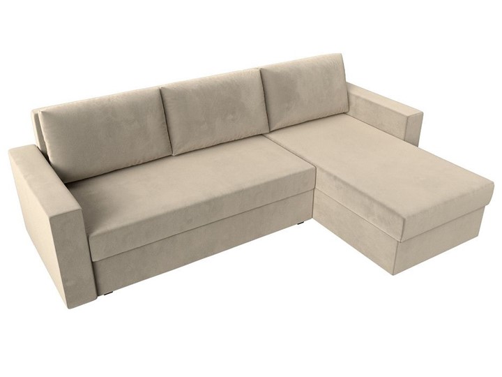 Угловой диван с оттоманкой Траумберг Лайт, Бежевый (микровельвет) в Стерлитамаке - изображение 8