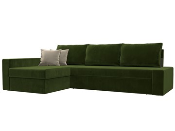 Угловой диван для гостиной Версаль, Зеленый/Бежевый (микровельвет) в Уфе