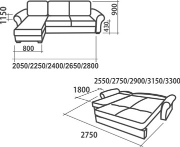 Угловой диван Аккордеон-1, 330 (круглые подлокотники) с коробом в Стерлитамаке - предосмотр 1