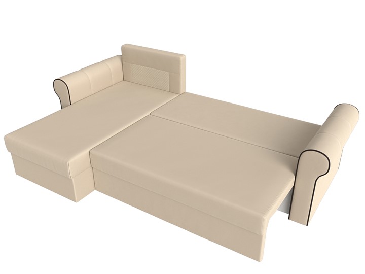 Угловой диван с оттоманкой Рейн, Бежевый/Коричневый (экокожа) в Стерлитамаке - изображение 5