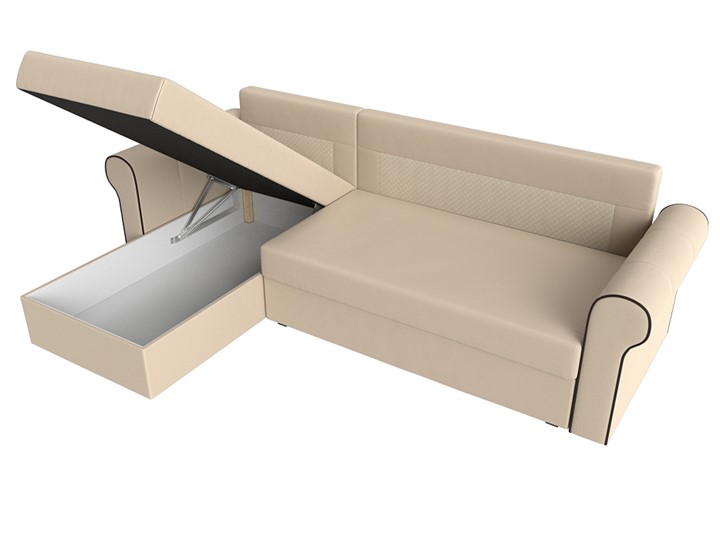 Угловой диван с оттоманкой Рейн, Бежевый/Коричневый (экокожа) в Стерлитамаке - изображение 6