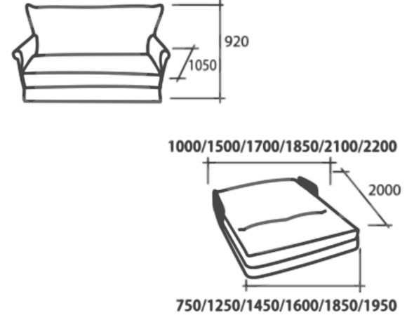 Диван прямой Аккордеон, 120, НПБ, (подлокотники в ткани) в Стерлитамаке - изображение 2