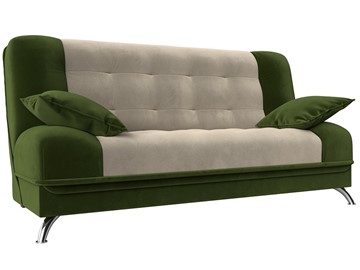 Прямой диван Анна, Бежевый/Зеленый (микровельвет) в Стерлитамаке