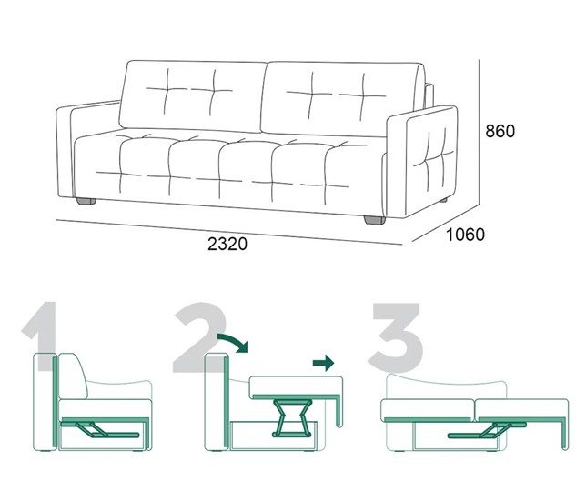 Прямой диван Бруно 2 БД в Стерлитамаке - изображение 6