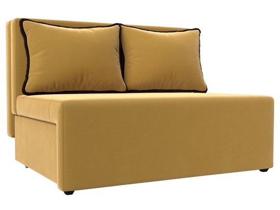 Прямой диван Лагуна, Желтый/Коричневый (Микровельвет) в Стерлитамаке - изображение