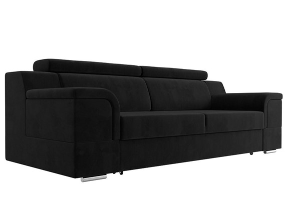 Прямой диван Лига-003 НПБ, Черный (Велюр) в Стерлитамаке - изображение