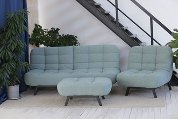 Комплект мебели Абри цвет мята кресло + диван + пуф опора металл в Уфе