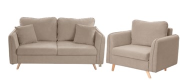 Комплект мебели Бертон бежевый диван+ кресло в Стерлитамаке